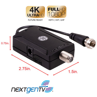 GE Antenna Amplifier with AC Power Adapter, Black