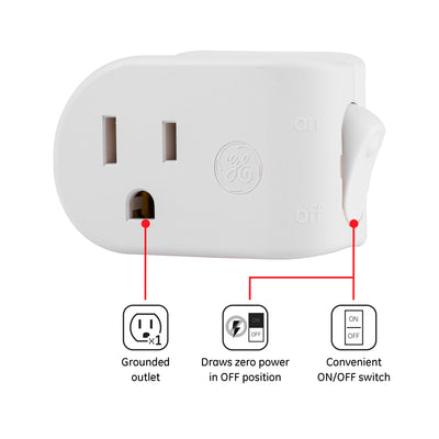 UltraPro Grounded ON/OFF Power Switch White, 4pk