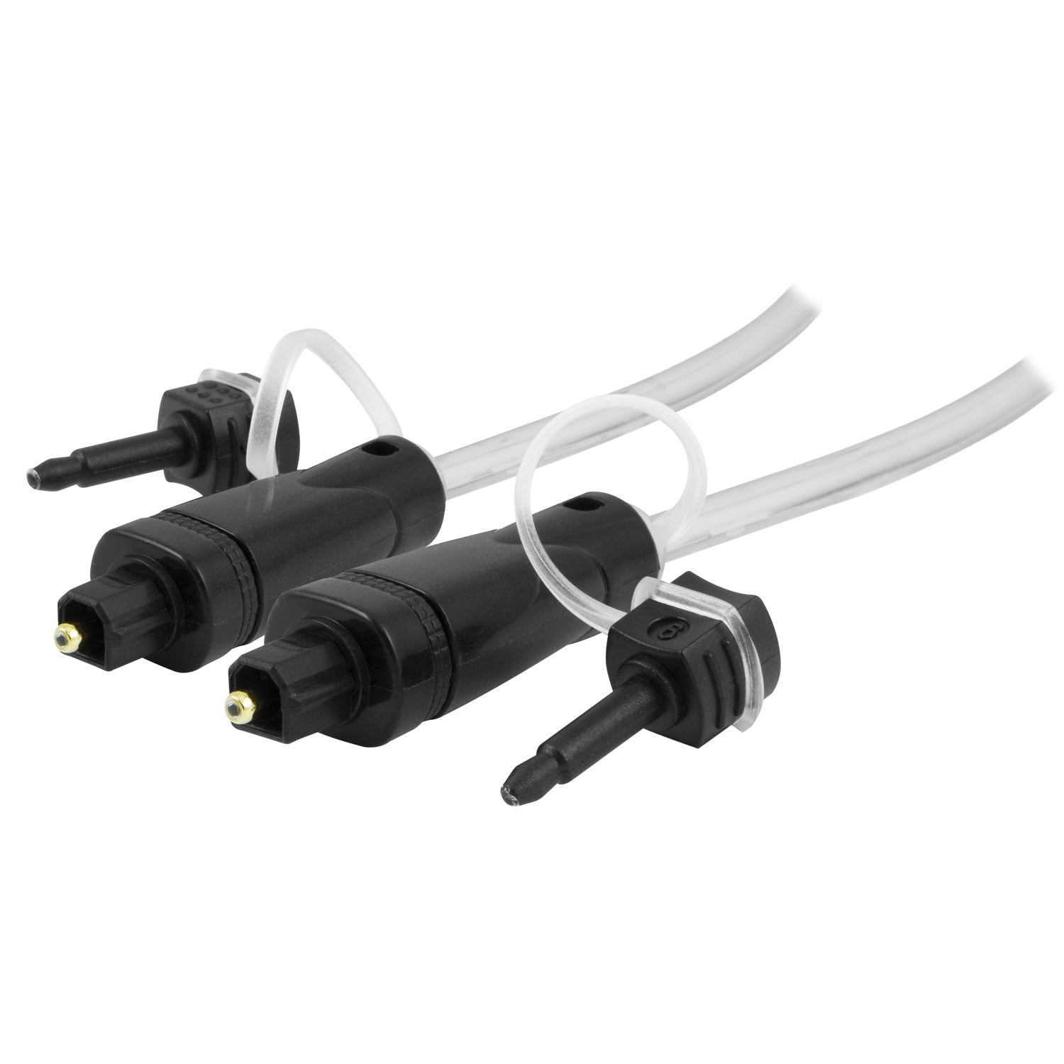 GE 6ft. Digital Toslink Fiber Optic Cable with Mini Toslink Adapters, Silver