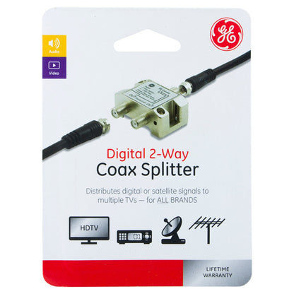 GE Digital 2-Way Coaxial Splitter, Silver