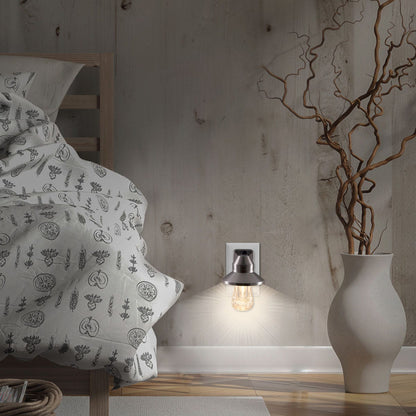 GE Vintage Color-Changing Light Sensing LED Night Light, Brushed Nickel