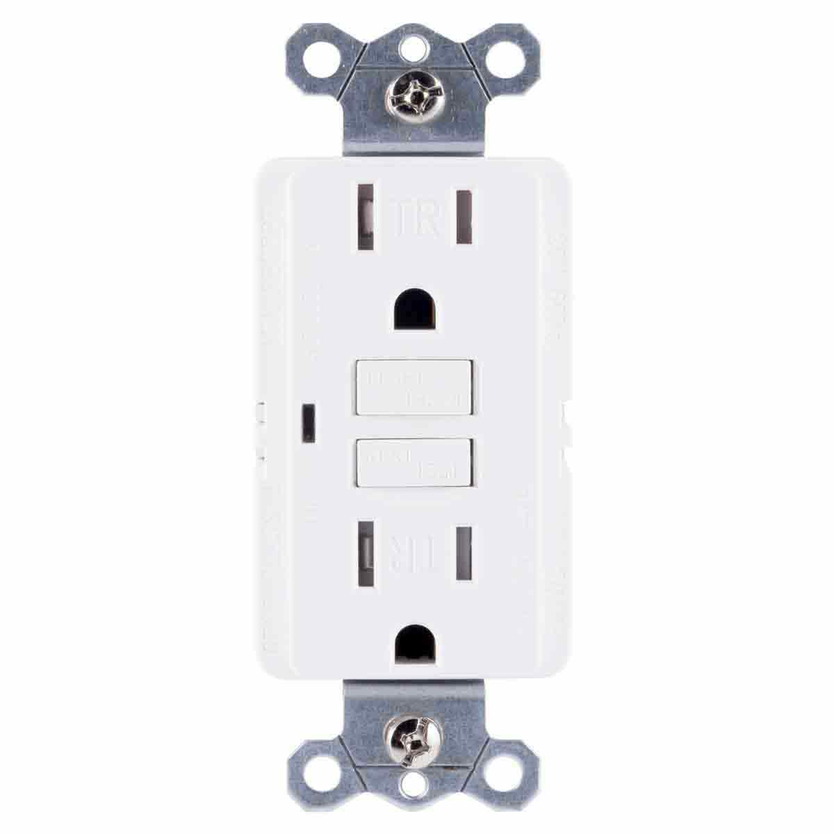 GE GFCI Tamper Resistant Receptacle with LED Indicator, White