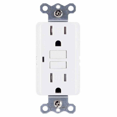 GE GFCI Tamper Resistant Receptacle with LED Indicator, White