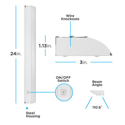 Enbrighten LED Direct Wire Dimmable Light Fixture, 24in