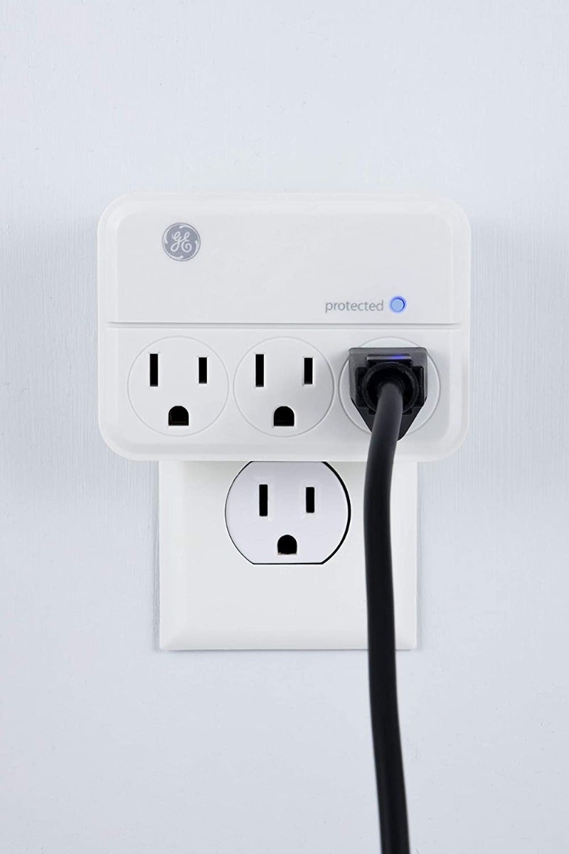 GE 3-Outlet Wall Tap with Surge Protection, White