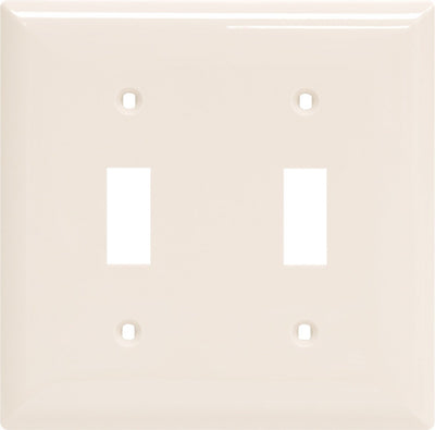 Power Gear Double Toggle Light Switch Wall Plate, Light Almond