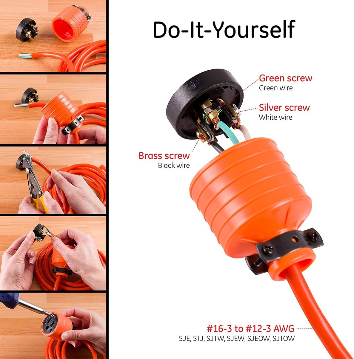 GE Heavy Duty Grounding Connector with Metal Clamp, Orange