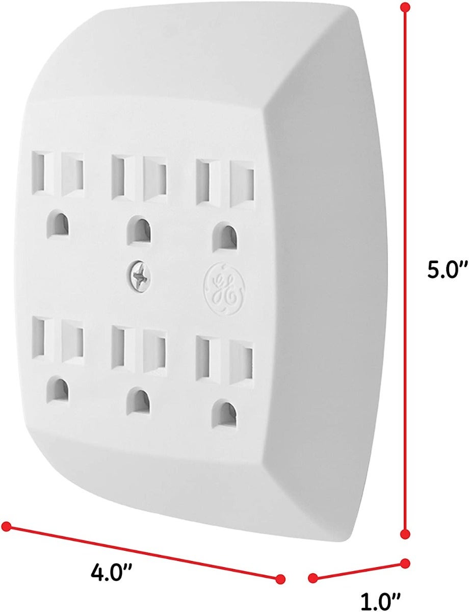 GE 6-Outlet Wall Tap, 5 Pack, White