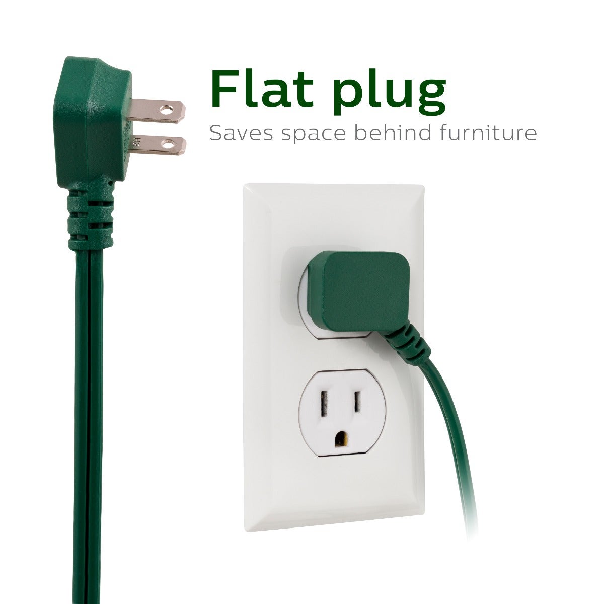 Philips 3-Outlet 15ft. Extension Cord with Flat Plug, Green