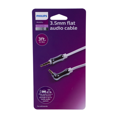 Philips 3ft. 3.5mm Flat Auxiliary Audio Cable, White