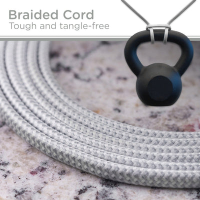 Cordinate 3-Outlet 8ft. Braided Extension Cord, Gray/White