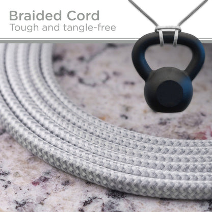 Cordinate 3-Outlet 8ft. Braided Extension Cord, Gray/White