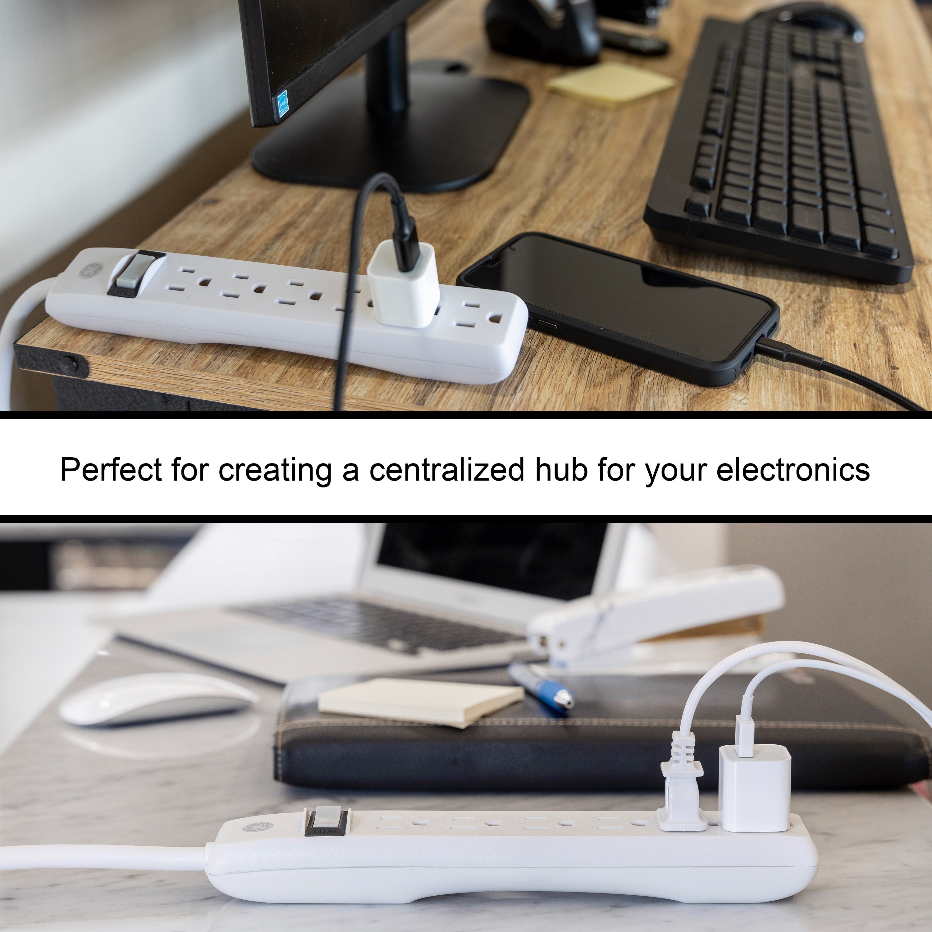 GE 6-Outlet 12ft. Power Strip, White