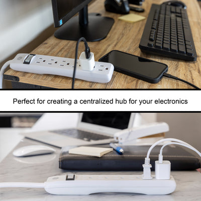 GE 6-Outlet 12ft. Power Strip, White