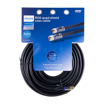 Philips 50 ft. Quad-Shield RG6 Coaxial Cable, Black