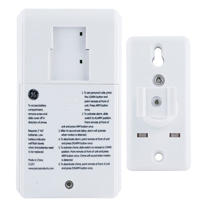 GE Battery-Operated Motion-Sensing Alarm with Keychain Remote, White