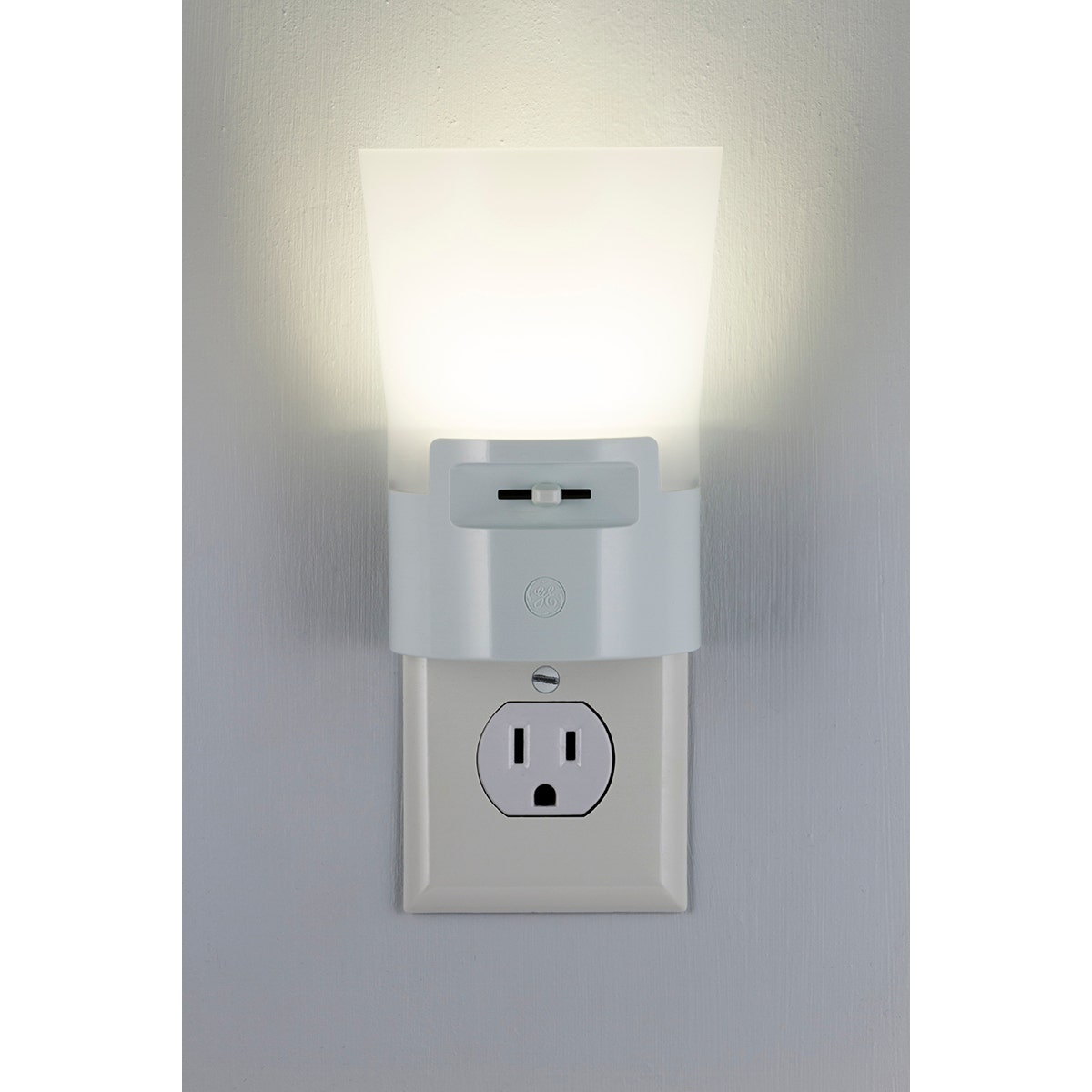 GE UltraBrite Sconce Light Sensing LED Night Light, White