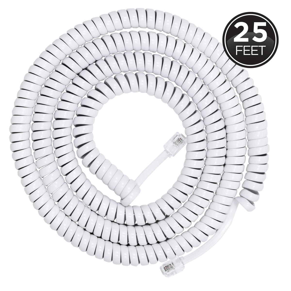 Power Gear 25ft. Coiled Phone Line Cord, White