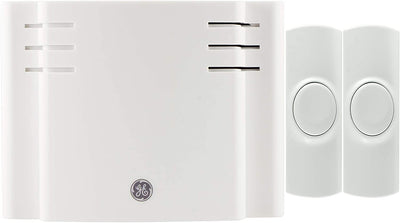 GE Battery Operated 8-Chime 2-Push Button Wireless Door Chime Kit, White