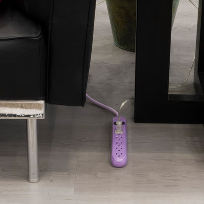 Cordinate 6-Outlet 3ft. Surge Protector with Braided Cord, Lavender/White