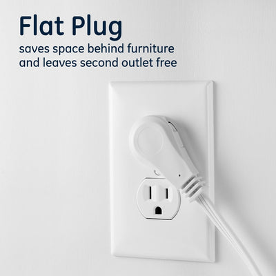 GE 3-Outlet 15ft. Extension Cord with Right-Angle Plug, White