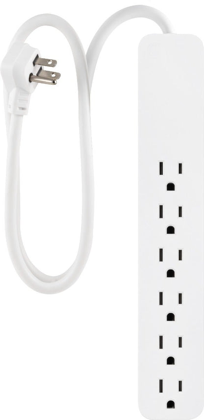 GE 6-Outlet 6ft. Surge Protector, White