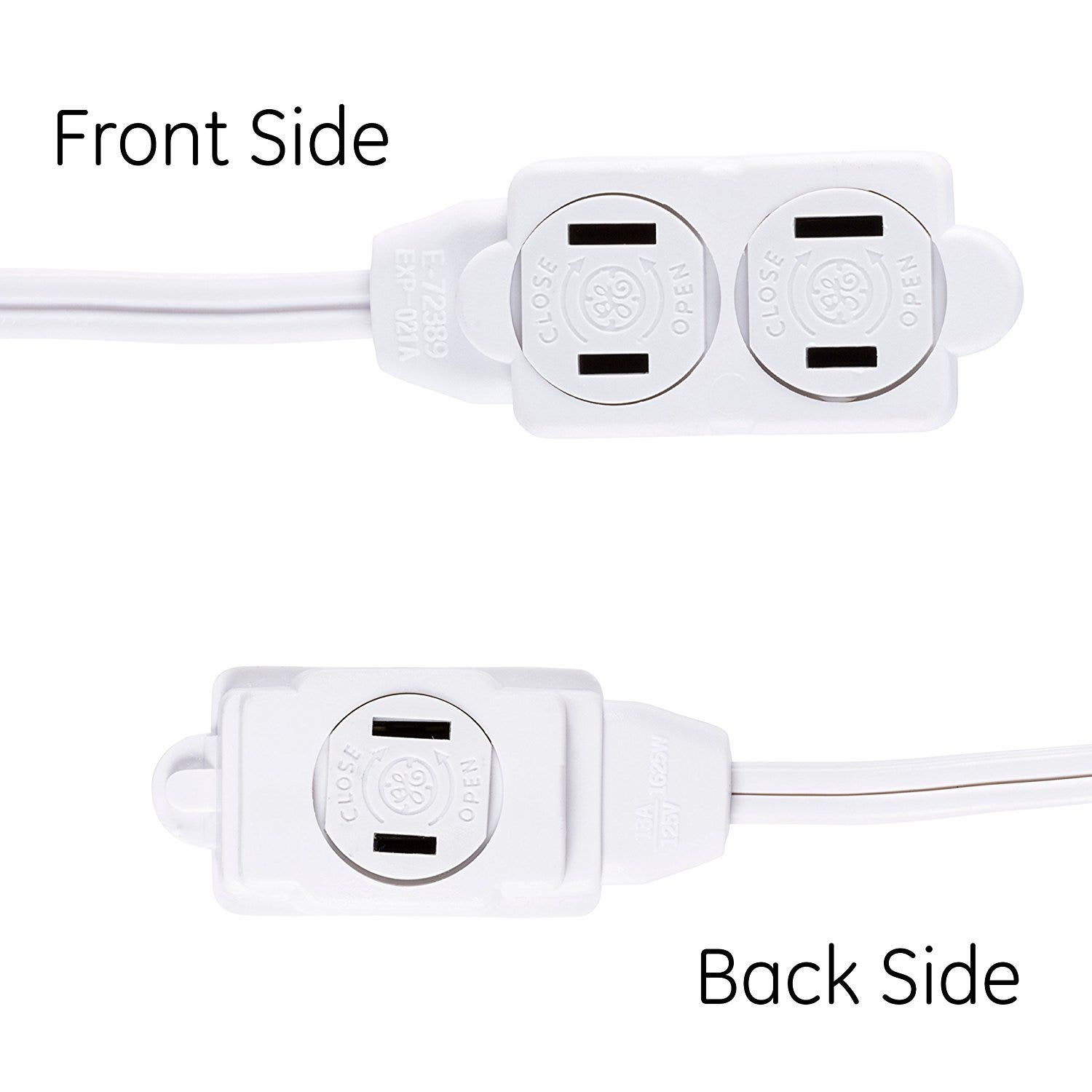 GE 3-Outlet 12ft. Extension Cord with Twist-to-Close Outlets, White
