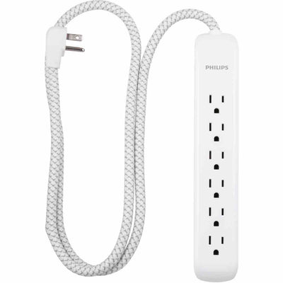 Philips 6-Outlet 4ft. Surge Protector, White