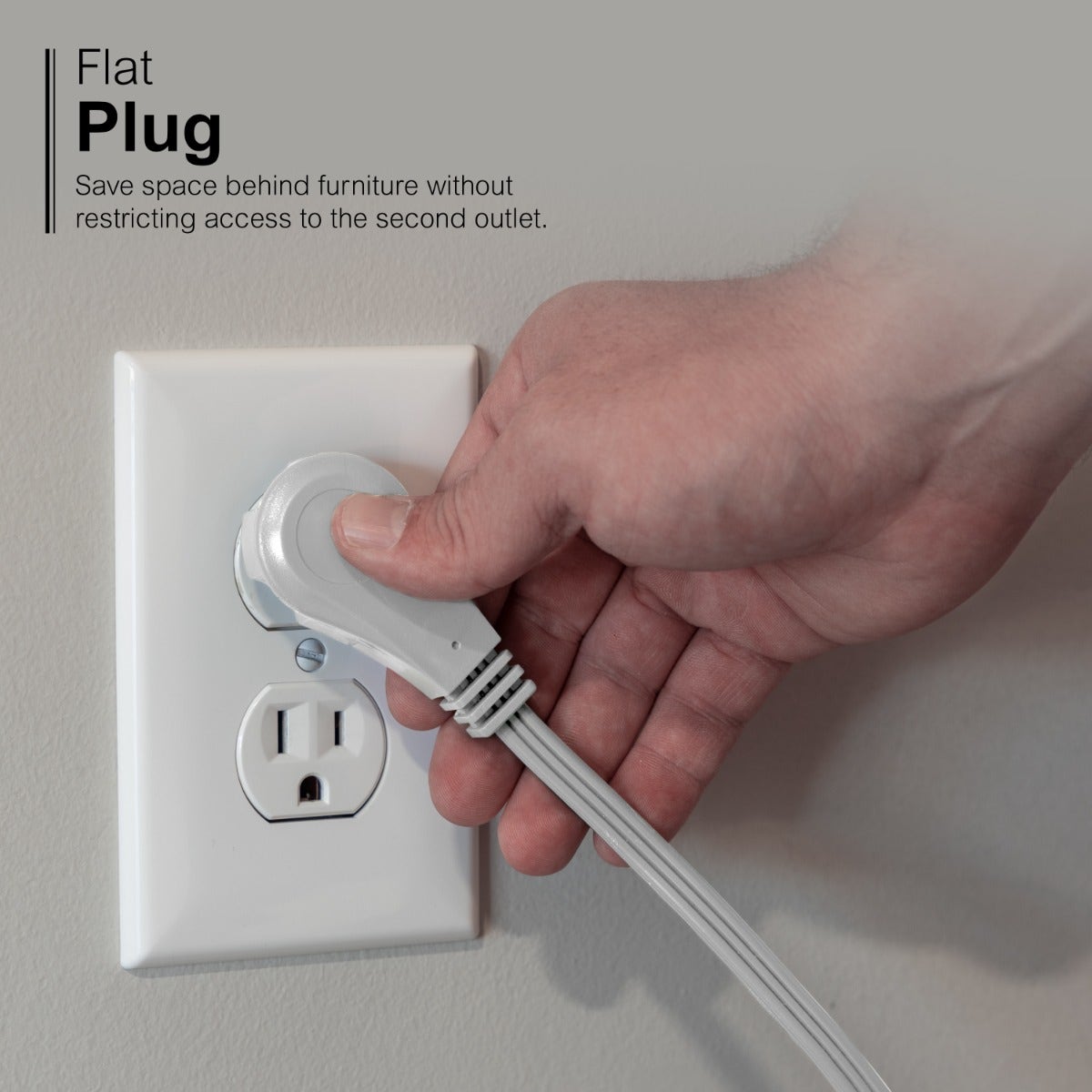 GE 3-Outlet 3ft. Extension Cord with Right-Angle Plug, Gray