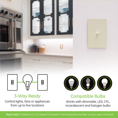 Enbrighten Z-Wave In-Wall Smart Toggle Switch With QuickFit™ And SimpleWire™, 24 Pack, Light Almond