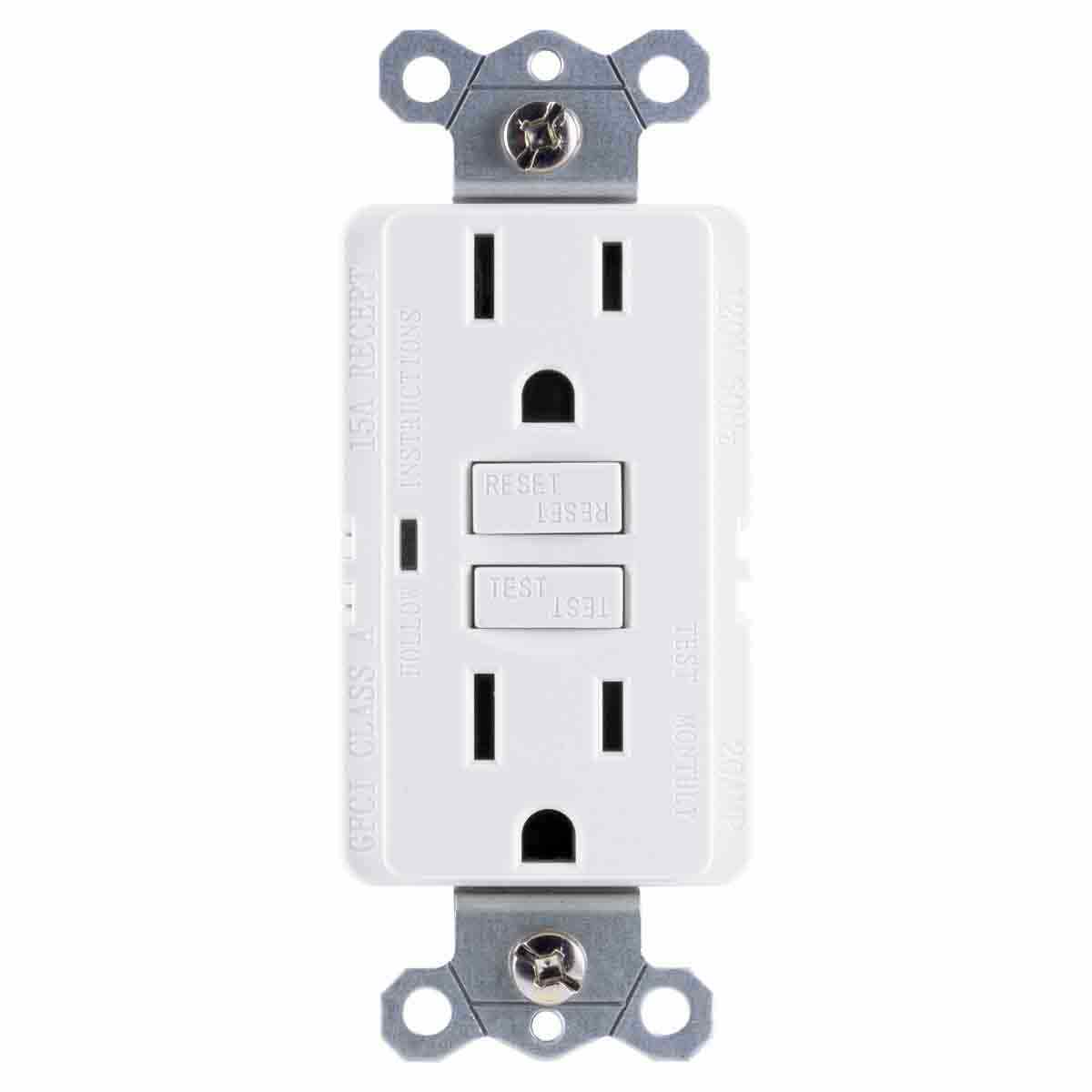 GE GFCI Receptacle with LED Indicator, White