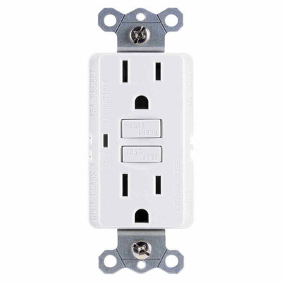 GE GFCI Receptacle with LED Indicator, White