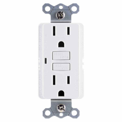 GE GFCI Receptacle with LED Indicator, White