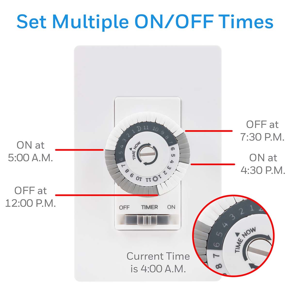 UltraPro 24-Hour Mechanical In-Wall Timer, White