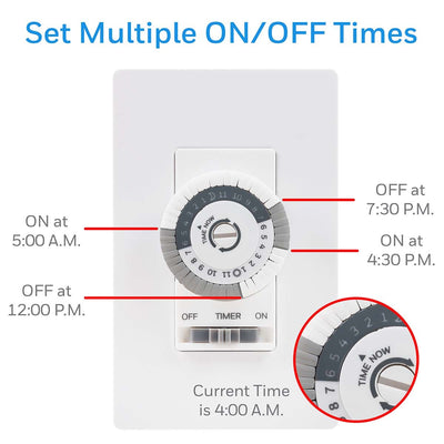 UltraPro 24-Hour Mechanical In-Wall Timer, White