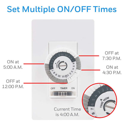 UltraPro 24-Hour Mechanical In-Wall Timer, White