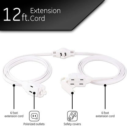 GE 3-Outlet 6ft. Polarized Dual Split Extension Cord, White