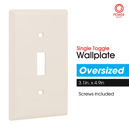 Power Gear Oversized Single Switch Wallplate, Light Almond