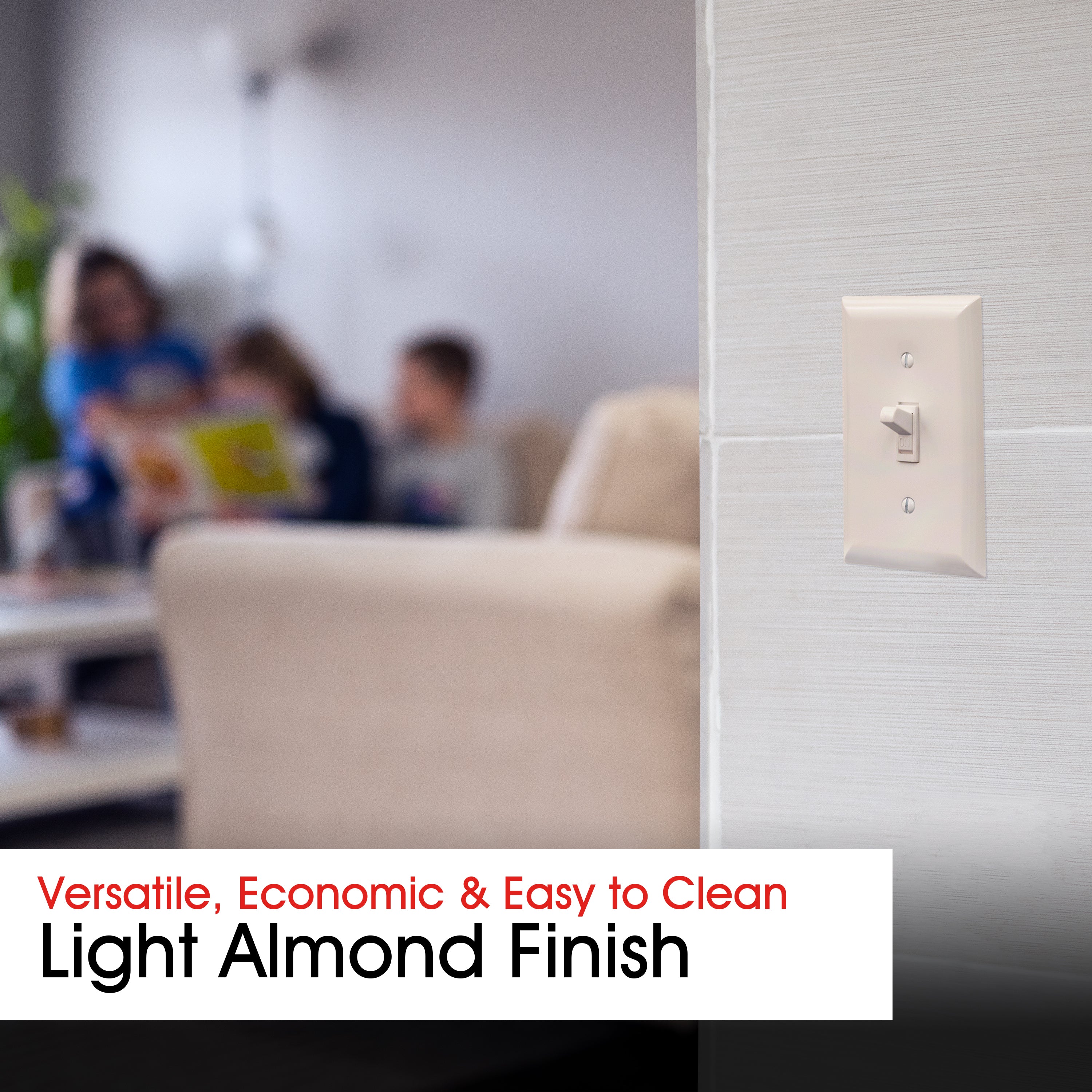 Power Gear Oversized Single Switch Wallplate, Light Almond