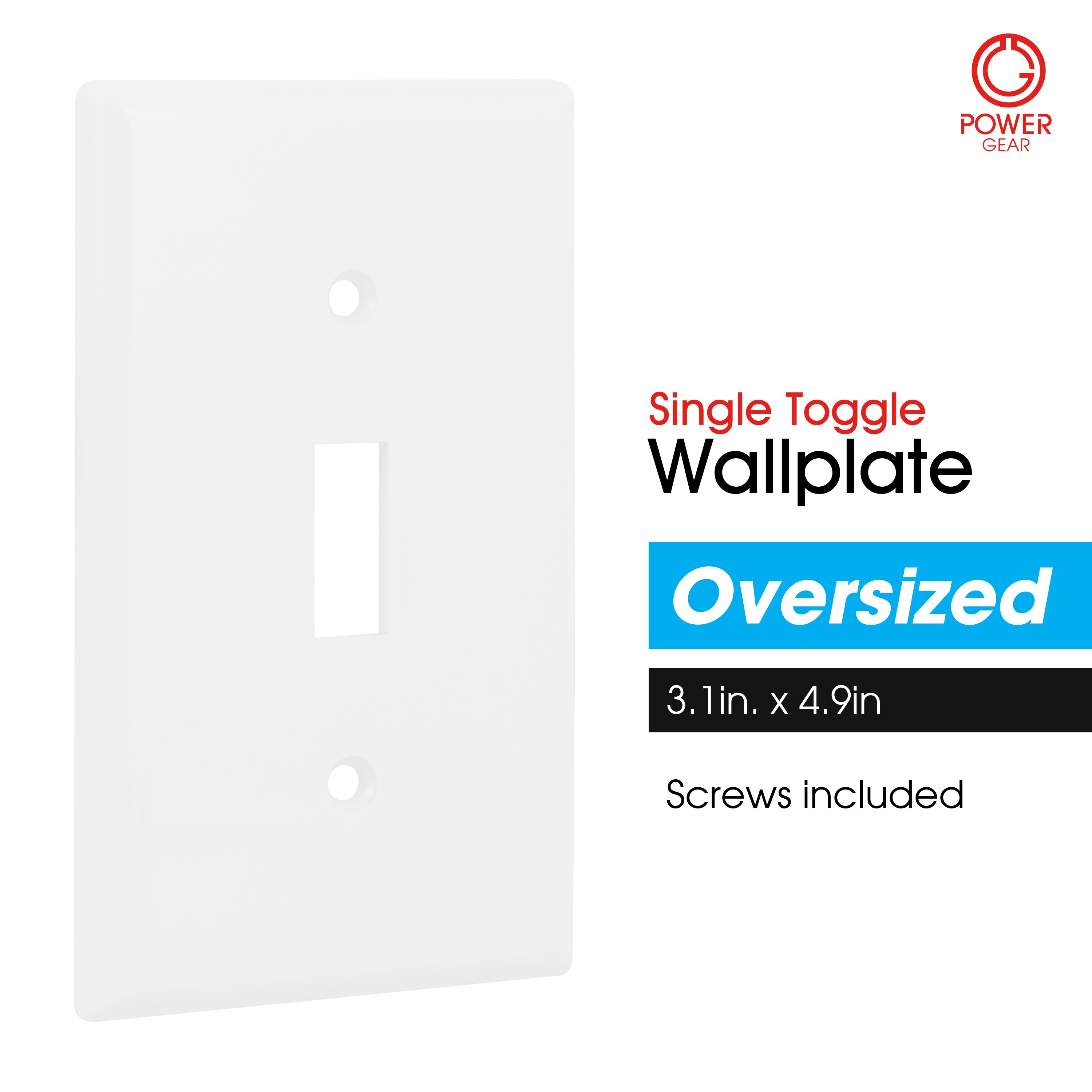 Power Gear Single Oversized Wall Plate Cover, White