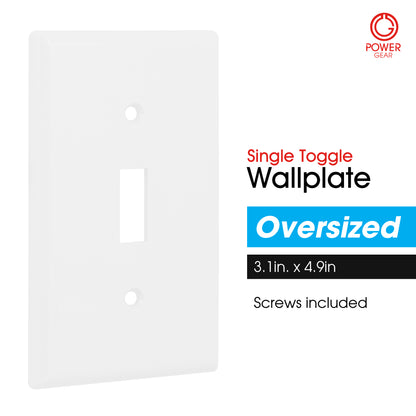 Power Gear Single Oversized Wall Plate Cover, White