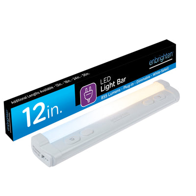 Enbrighten 12in. Plug-In Dimmable LED Light Bar, White