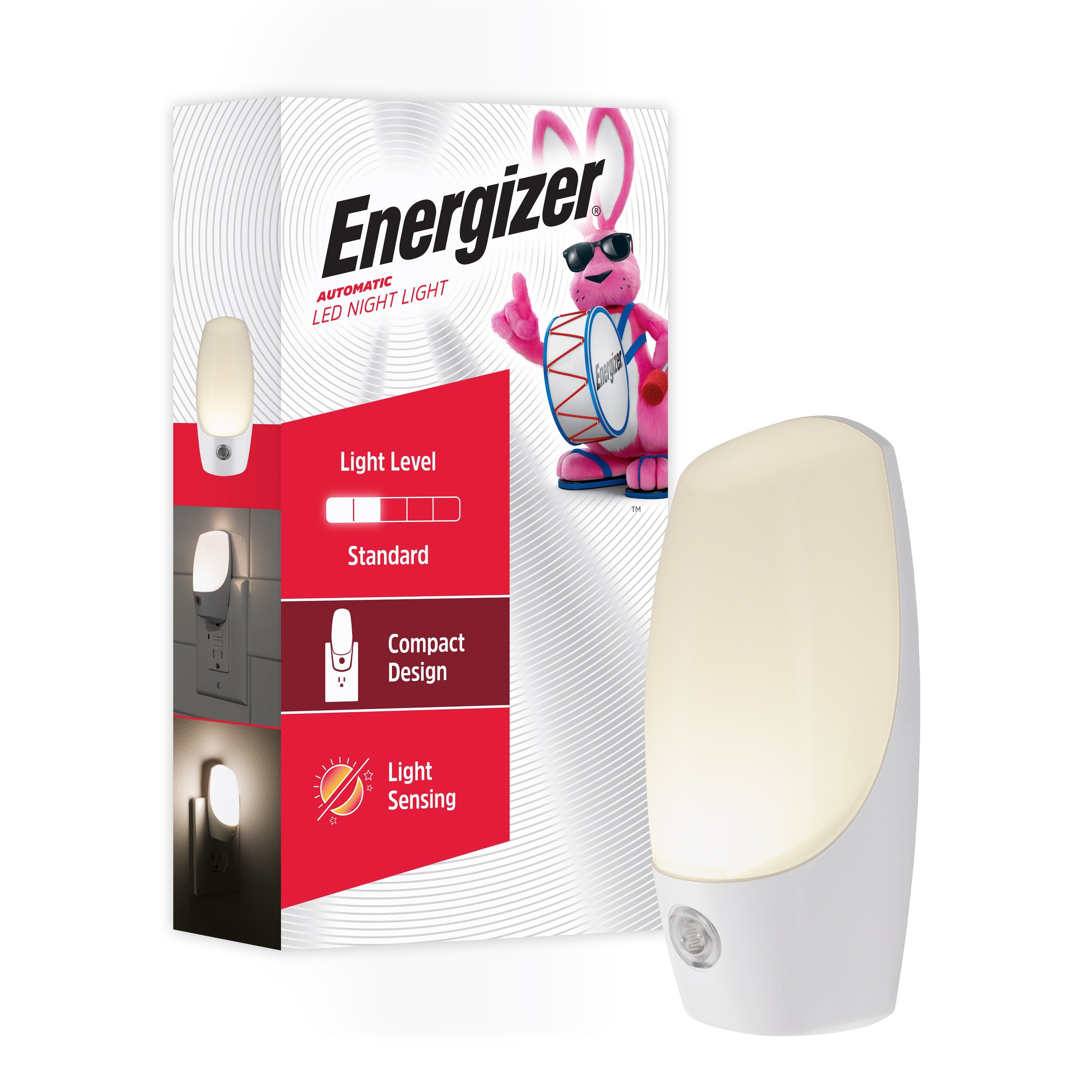 Energizer Plug-In Light Sensing LED Night Light, White