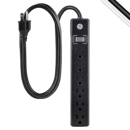 GE 6-Outlet 6ft. Power Strip, Black
