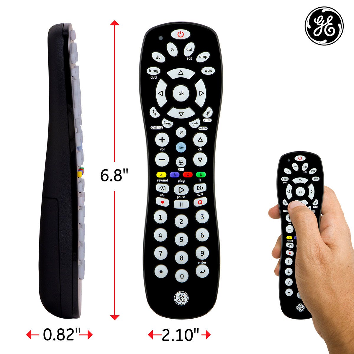 GE 6-Device Universal Remote, Black