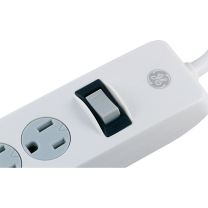 GE 4-Outlet 2-USB 6ft. Surge Protector with Twist-To-Close Safety Outlet Covers, White