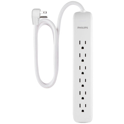 Philips 6-Outlet 4ft. Surge Protector, White
