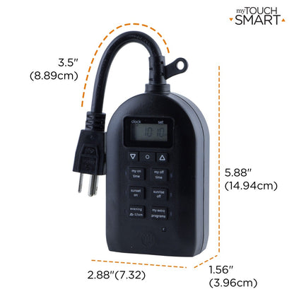 myTouchSmart Indoor/Outdoor Plug-In SunSmart Digital Timer, Black