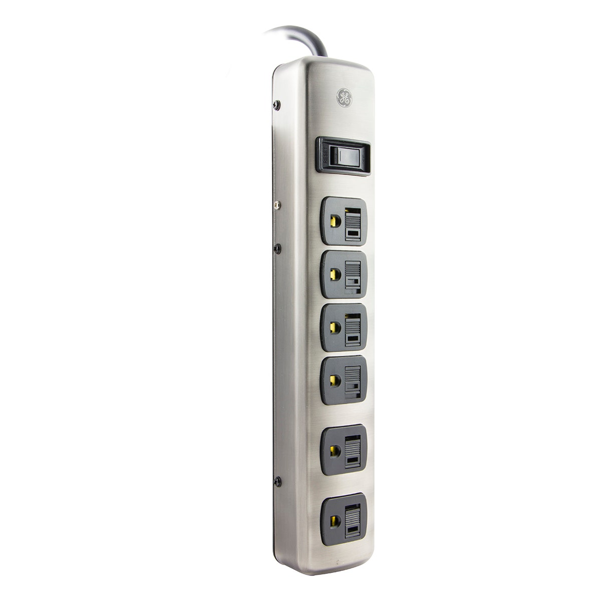 GE 6-Outlet 4ft. Surge Protector, Brushed Nickel
