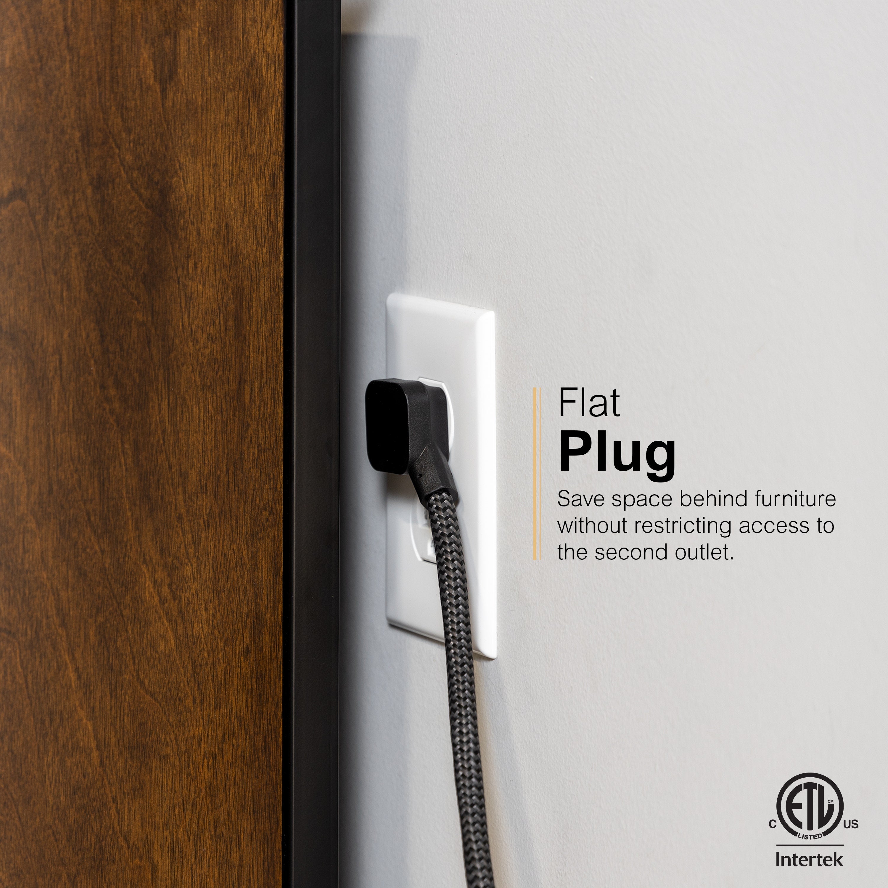 GE 6-Outlet Surge Protector With Adapter-Spaced Outlets, 6ft. Braided Cord, Black